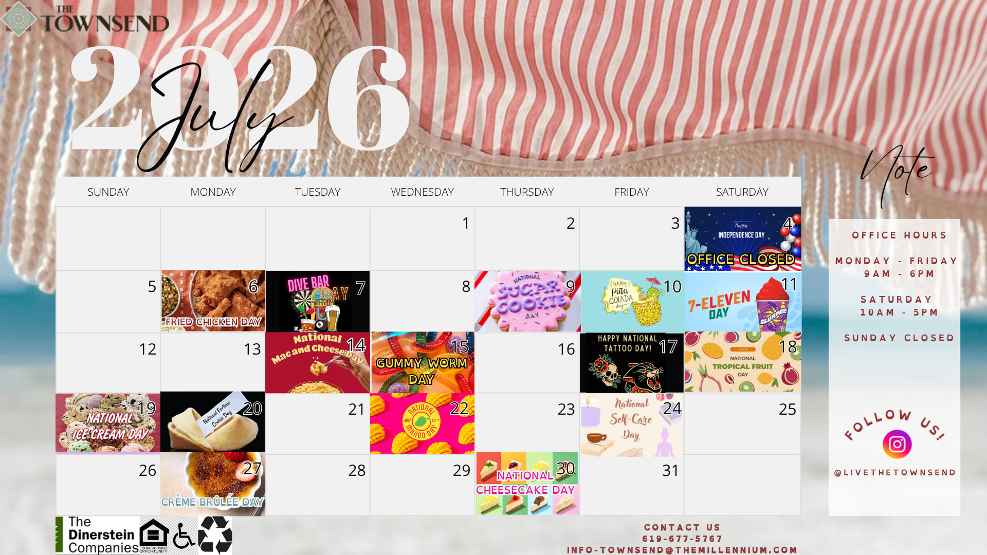 The Townsend | July Resident  Event Calendar