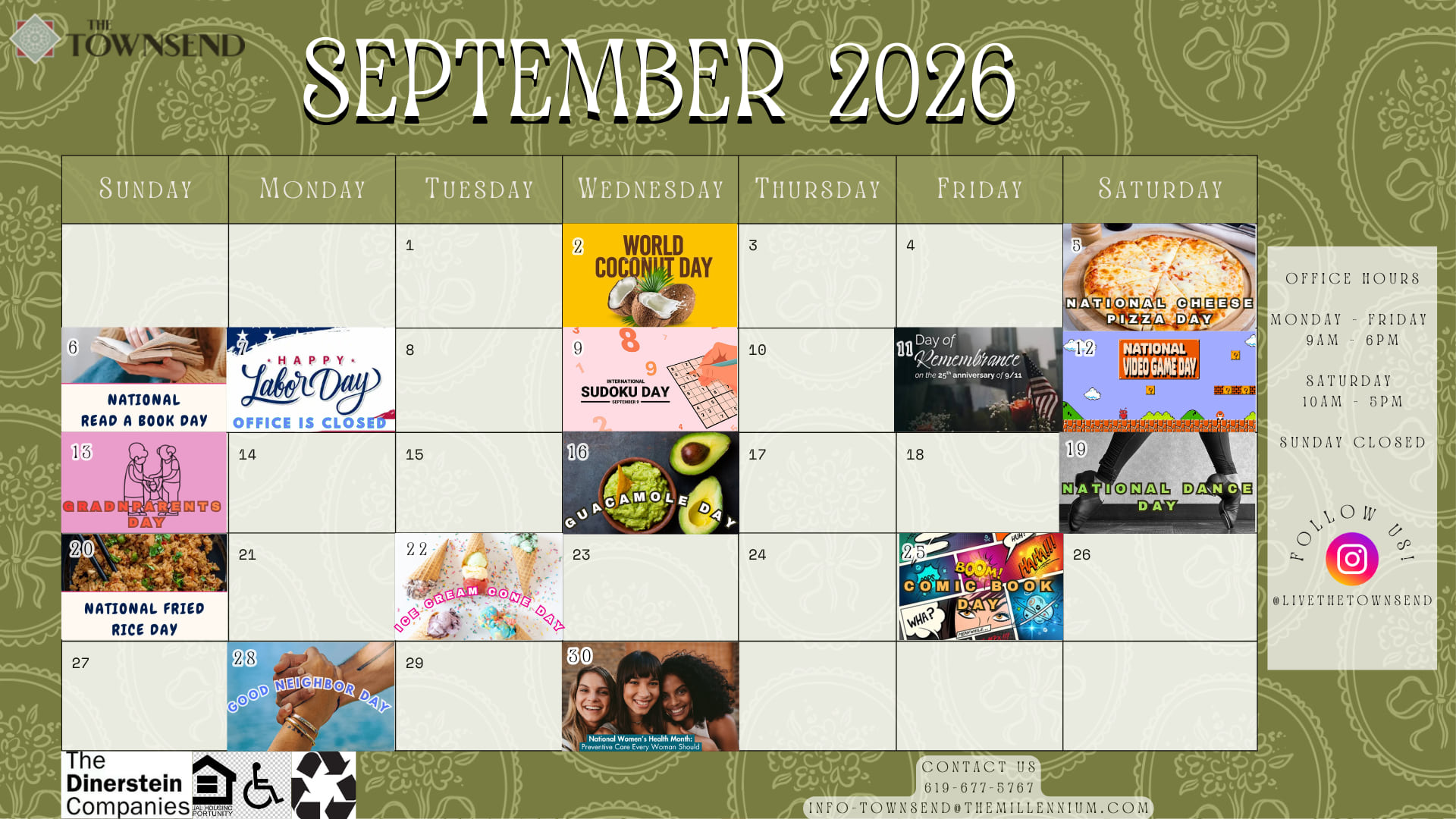 The Townsend | September Resident  Event Calendar