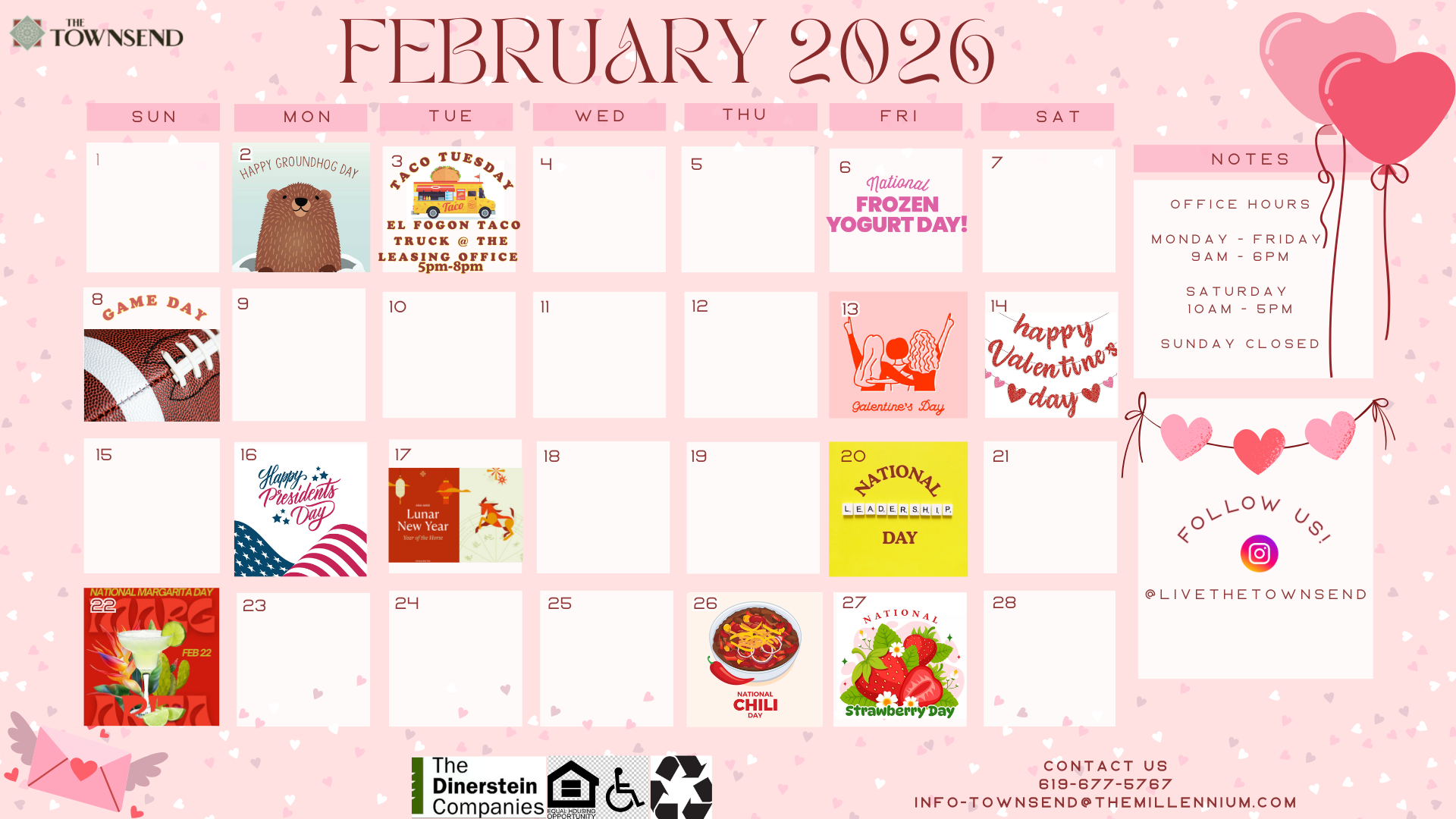 The Townsend | February Event Calendar